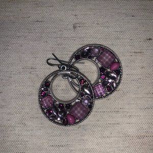 Purple Stone Hoops